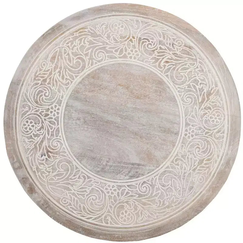 Tavolino intagliato Rehnuma - ACC5300A - Finitura sbiancata - Safavieh