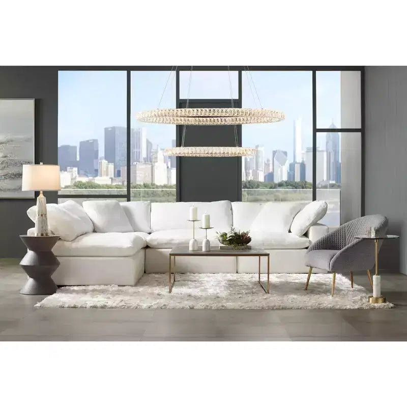 Tavolino moderno rotondo con finitura in ottone spazzolato Uttermost, 39,4 cm di larghezza, piano in vetro dorato per soggiorno, camera da letto, comodino, ingresso, casa