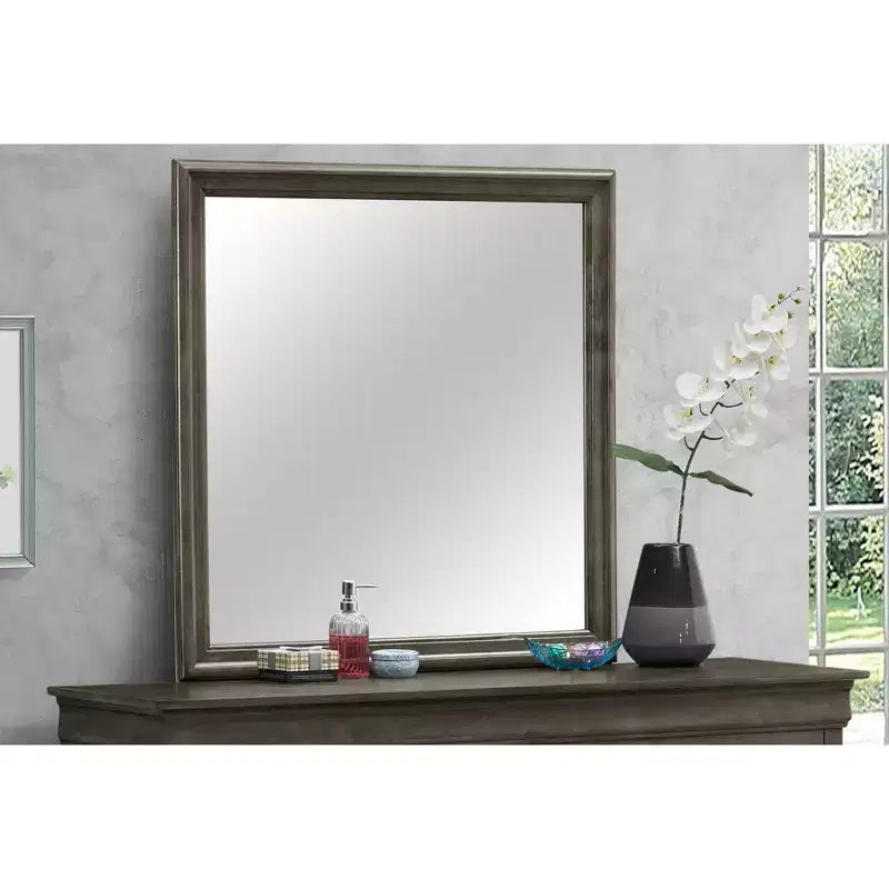 Passion Furniture Specchio da comò classico con cornice in legno, 38" x 38"