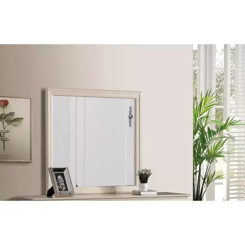 Passion Furniture Specchio da comò classico con cornice in legno, 38" x 38"