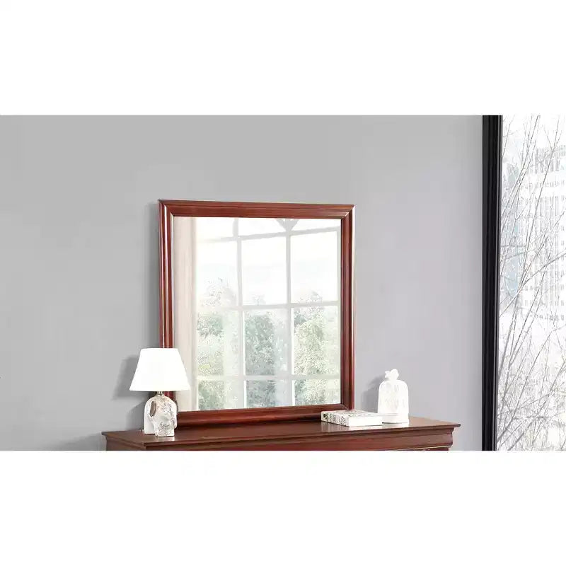 Passion Furniture Specchio da comò classico con cornice in legno, 38" x 38"