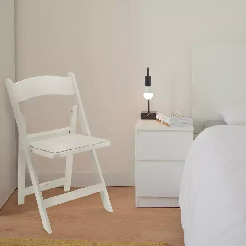 Sedia pieghevole in resina bianca Elama 4 pezzi con imbottitura rimovibile