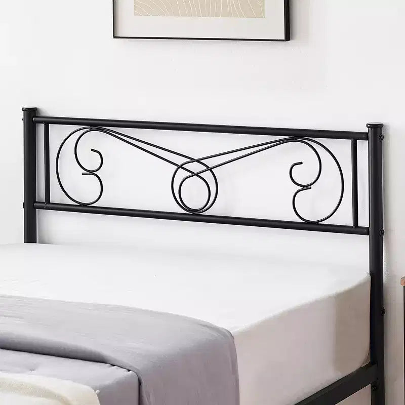 Whizmax Letto a Piattaforma con Testiera e Pediera, Struttura Letto in Metallo con Contenitori, Nessuna Rete a Molle Necessaria, Nero