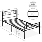 Whizmax Letto a Piattaforma con Testiera e Pediera, Struttura Letto in Metallo con Contenitori, Nessuna Rete a Molle Necessaria, Nero