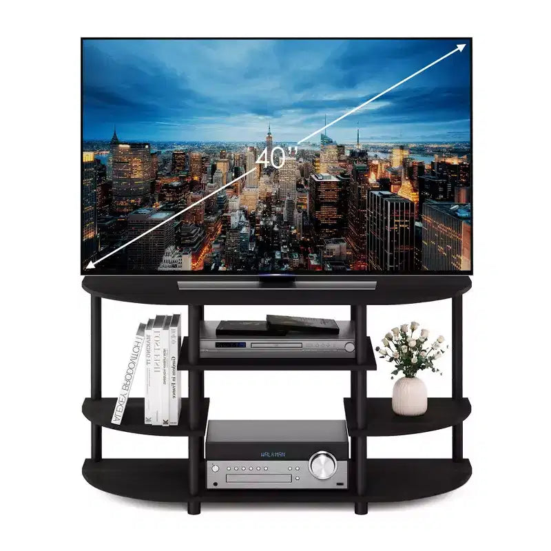 Furinno Mobile TV per TV fino a 44 pollici, Centro di Intrattenimento con Console e Scaffali Libreria