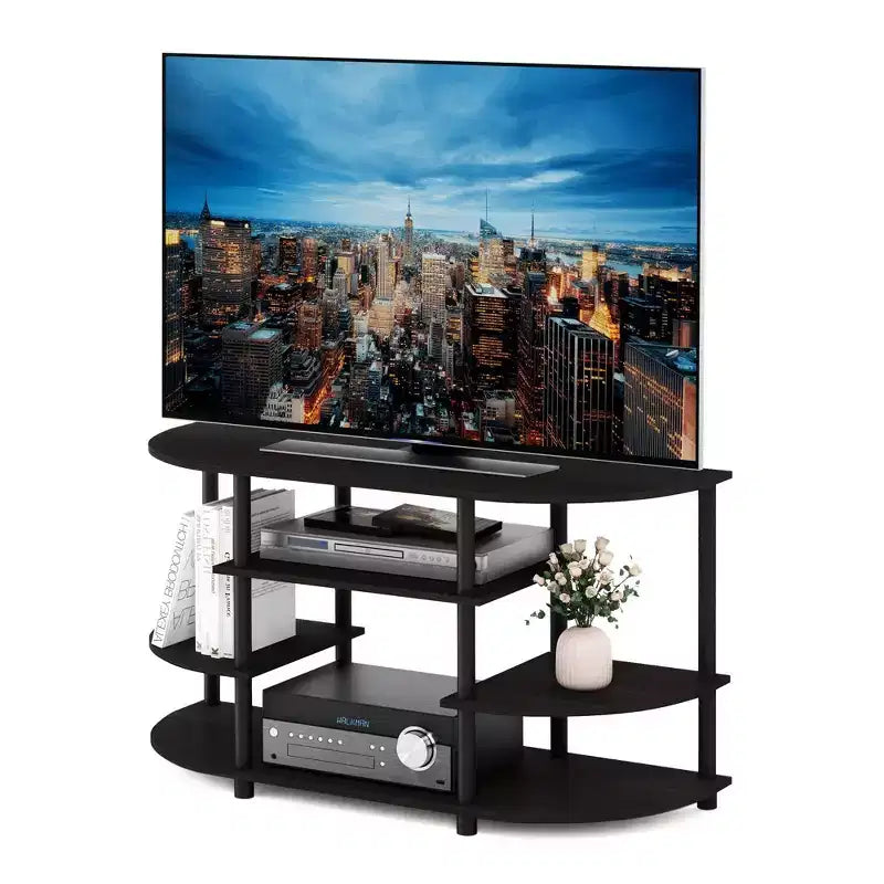 Furinno Mobile TV per TV fino a 44 pollici, Centro di Intrattenimento con Console e Scaffali Libreria