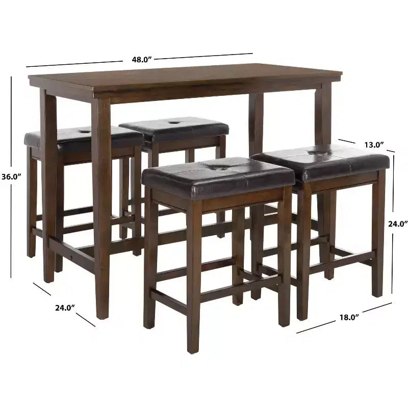 Set Pub Billy 5 pezzi - DNS9201A - Marrone Scuro/Nero - Safavieh