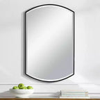 Specchio decorativo da parete Uttermost Vanity, moderno, smussato, con cornice in ferro satinato nero ricurvo, 61 cm di larghezza, per bagno, camera da letto, soggiorno