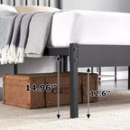 Whizmax Base Letto in Metallo da 14 Pollici con Testiera, Nessuna Rete a Molle Necessaria, Facile Montaggio