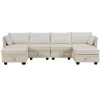 115.1 Divano componibile a U grande e moderno, con contenitore, divano letto convertibile con chaise longue reversibile - ModernLuxe