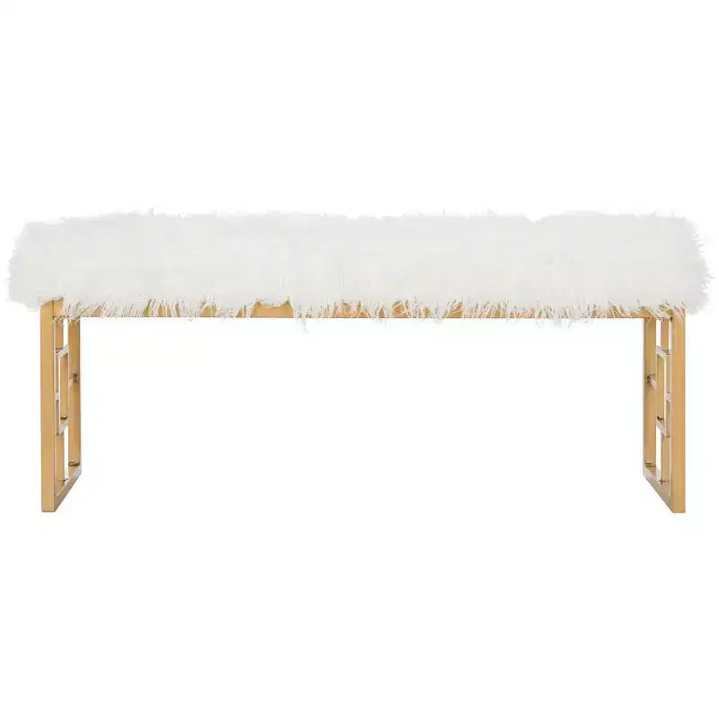 Mera Faux Lamb Bench - FOX6291 - White - Safavieh Couture