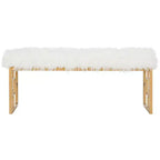 Mera Faux Lamb Bench - FOX6291 - White - Safavieh Couture