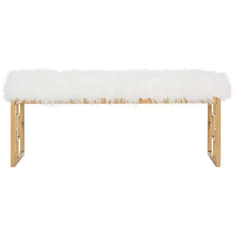Panca Mera in finta lana di agnello - FOX6291 - Bianca - Safavieh Couture