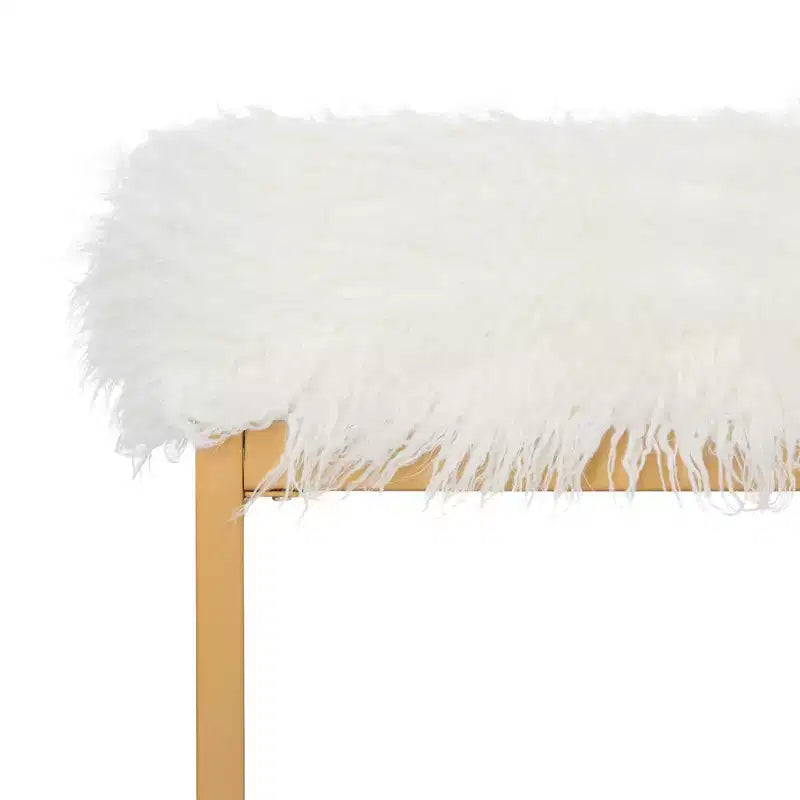Panca Mera in finta lana di agnello - FOX6291 - Bianca - Safavieh Couture