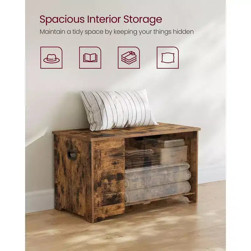 VASAGLE Cassapanca Stile Rustico con Cerniere di Sicurezza - Soluzione Versatile per Ingresso, Camera da Letto e Soggiorno