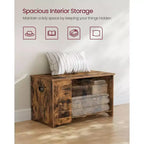 VASAGLE Cassapanca Stile Rustico con Cerniere di Sicurezza - Soluzione Versatile per Ingresso, Camera da Letto e Soggiorno