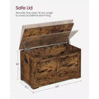 VASAGLE Cassapanca Stile Rustico con Cerniere di Sicurezza - Soluzione Versatile per Ingresso, Camera da Letto e Soggiorno