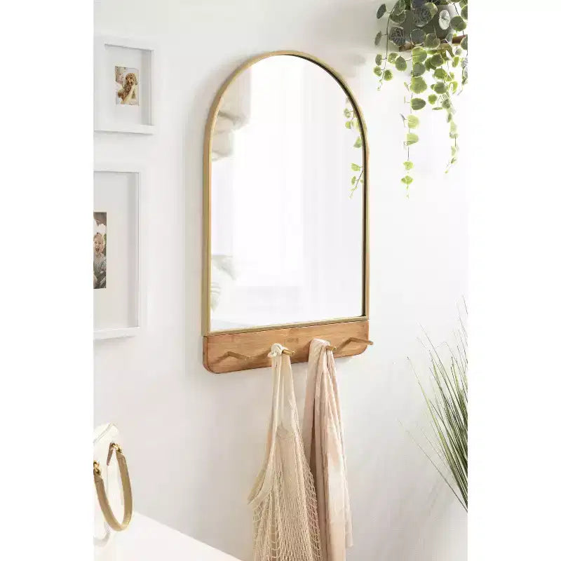 Specchio da Parete ad Arco Kate and Laurel Schuyler con Ganci, 20x31, Naturale