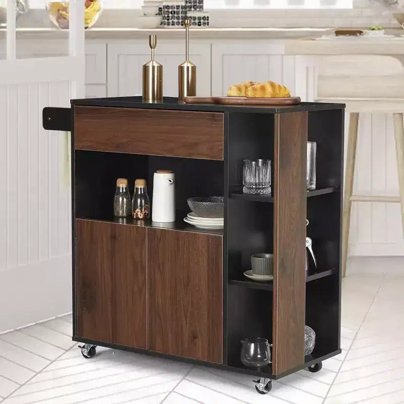 Carrello da cucina JOMEED con isola mobile, cassetti e portasciugamani