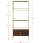 Etagere Mateo a 4 ripiani con 1 cassetto - ETG6205 - Oro/Noce - Safavieh