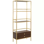 Etagere Mateo a 4 ripiani con 1 cassetto - ETG6205 - Oro/Noce - Safavieh