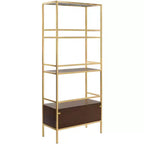 Etagere Mateo a 4 ripiani con 1 cassetto - ETG6205 - Oro/Noce - Safavieh