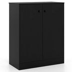 Mobile Contenitore a 2 Ante Costway, Organizer Autoportante con Scaffale a 3 Ripiani, Ingresso, Nero/Marrone