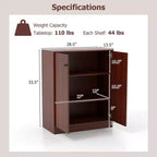 Mobile Contenitore a 2 Ante Costway, Organizer Autoportante con Scaffale a 3 Ripiani, Ingresso, Nero/Marrone