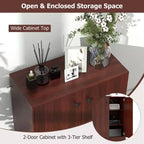 Mobile Contenitore a 2 Ante Costway, Organizer Autoportante con Scaffale a 3 Ripiani, Ingresso, Nero/Marrone