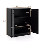 Mobile Contenitore a 2 Ante Costway, Organizer Autoportante con Scaffale a 3 Ripiani, Ingresso, Nero/Marrone