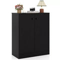 Costway 2-Door Storage Cabinet Freestanding Storage Organizer with 3-Tier Shelf Entryway Black/Brown