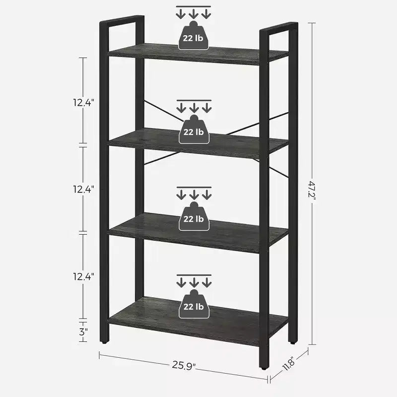 VASAGLE Scaffale, Libreria a 4 Ripiani, Scaffali da Ufficio
