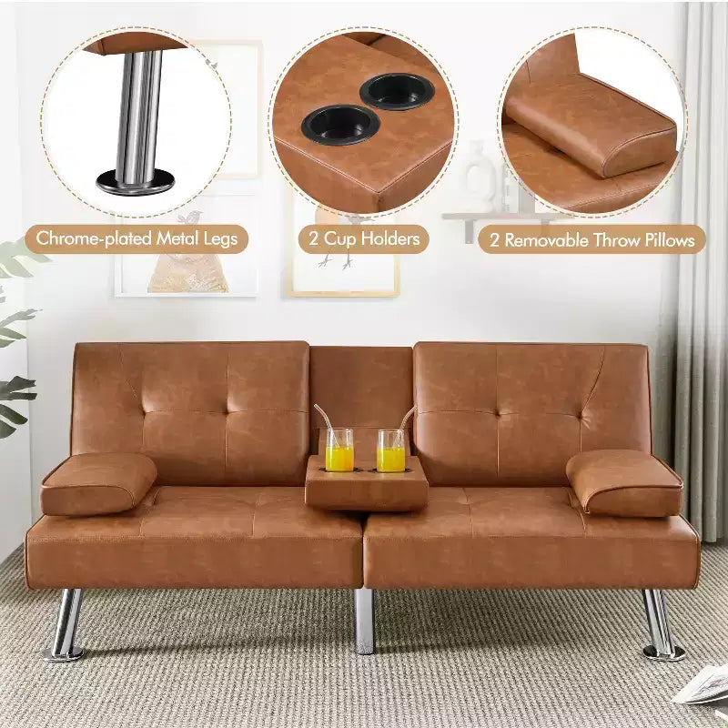 Yaheetech Divano Letto Futon Convertibile in Ecopelle