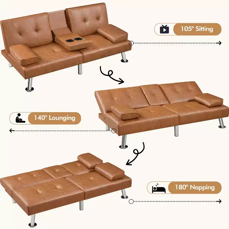 Yaheetech Divano Letto Futon Convertibile in Ecopelle
