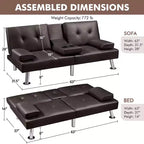 Yaheetech Divano Letto Futon Convertibile in Ecopelle