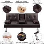 Yaheetech Divano Letto Futon Convertibile in Ecopelle