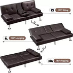 Yaheetech Divano Letto Futon Convertibile in Ecopelle