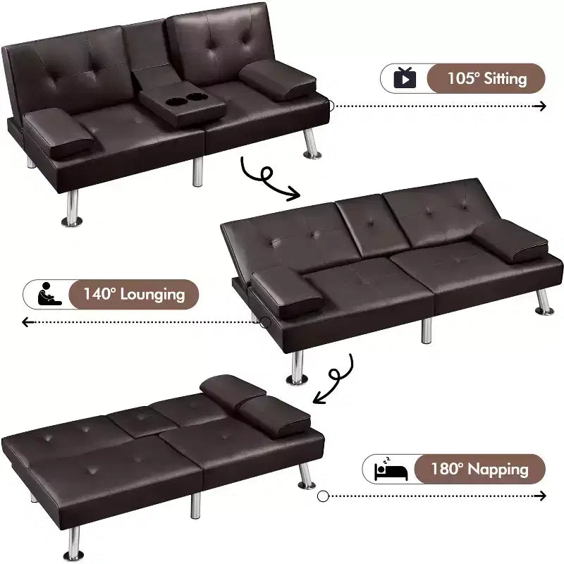 Yaheetech Divano Letto Futon Convertibile in Ecopelle