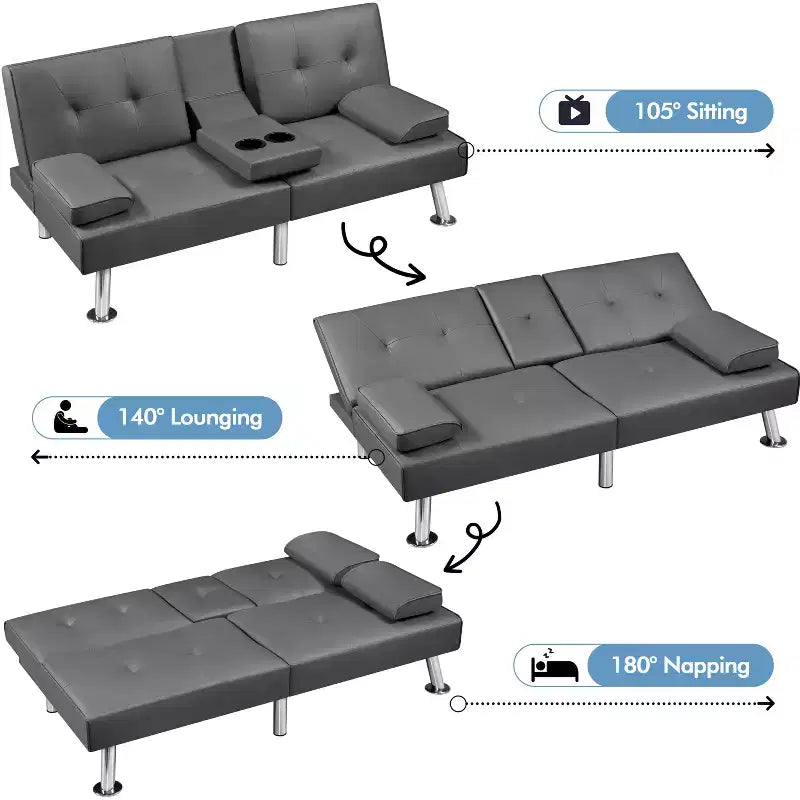 Yaheetech Divano Letto Futon Convertibile in Ecopelle