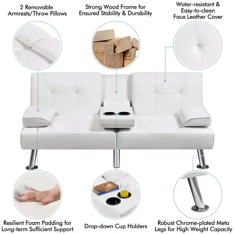 Yaheetech Divano Letto Futon Convertibile in Ecopelle