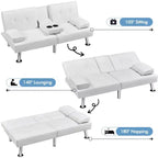 Yaheetech Divano Letto Futon Convertibile in Ecopelle