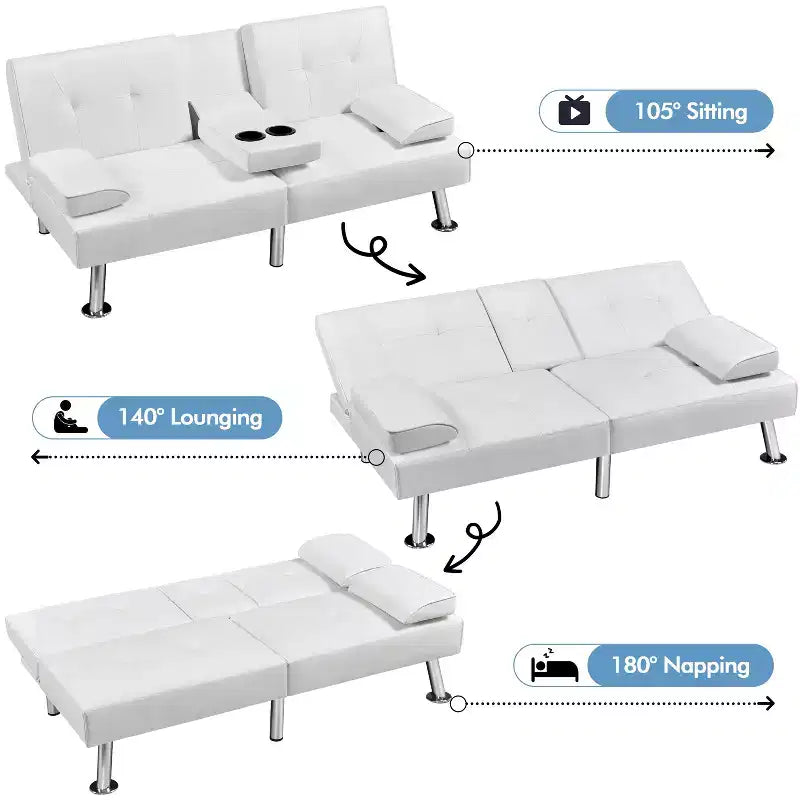 Yaheetech Divano Letto Futon Convertibile in Ecopelle