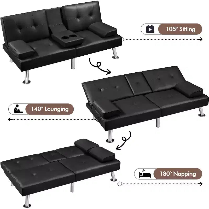 Yaheetech Divano Letto Futon Convertibile in Ecopelle