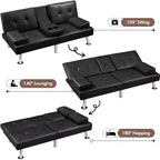 Yaheetech Divano Letto Futon Convertibile in Ecopelle