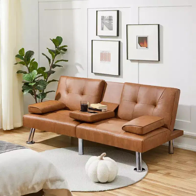 Yaheetech Divano Letto Futon Convertibile in Ecopelle