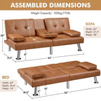 Yaheetech Divano Letto Futon Convertibile in Ecopelle