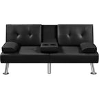 Yaheetech Faux Leather Convertible Futon Sofa Bed