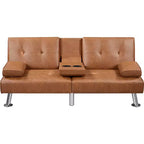 Yaheetech Divano Letto Futon Convertibile in Ecopelle
