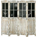 HOMCOM 5.6' Tall Wood 4 Panel Farmhouse Style Folding Room Divider Privacy Screens, Natural