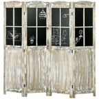 HOMCOM 5.6' Tall Wood 4 Panel Farmhouse Style Folding Room Divider Privacy Screens, Natural